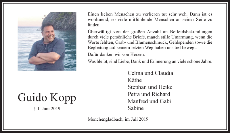  Traueranzeige für Guido Kopp vom 14.07.2019 aus trauer.extra-tipp-moenchengladbach.de