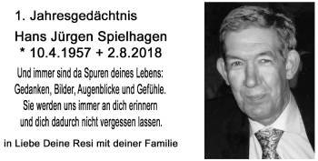 Traueranzeige von Hans Jürgen Spielhagen von trauer.mein.krefeld.de