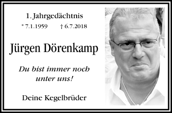 Traueranzeige von Jürgen Dörenkamp von trauer.extra-tipp-moenchengladbach.de