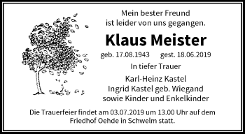 Traueranzeige von Klaus Meister von trauer.wuppertaler-rundschau.de