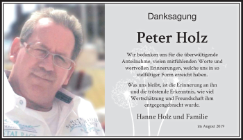 Traueranzeige von Peter Holz von trauer.extra-tipp-moenchengladbach.de