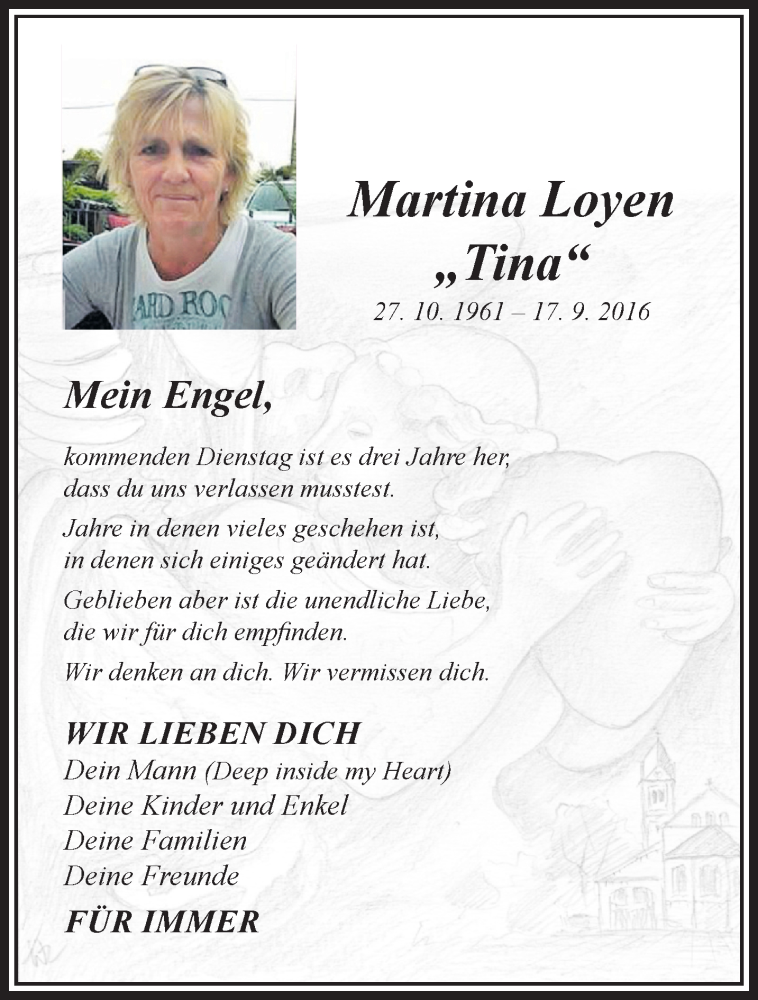  Traueranzeige für Martina Loyen vom 15.09.2019 aus trauer.extra-tipp-moenchengladbach.de