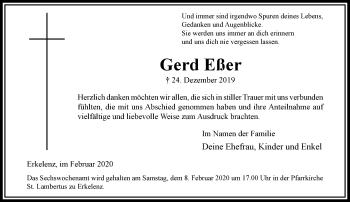 Traueranzeige von Gerd Eßer von trauer.extra-tipp-moenchengladbach.de