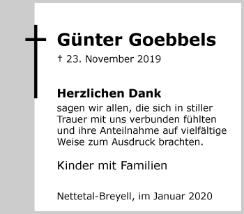 Traueranzeige von Günter Goebbels von trauer.extra-tipp-moenchengladbach.de