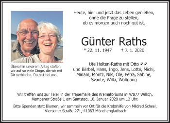 Traueranzeige von Günter Raths von trauer.extra-tipp-moenchengladbach.de