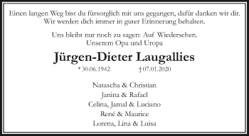 Traueranzeige von Jürgen-Dieter Laugallies von trauer.mein.krefeld.de