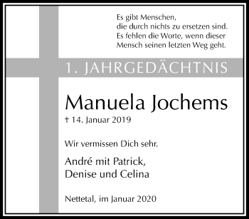 Traueranzeige von Manuela Jochems von trauer.extra-tipp-moenchengladbach.de