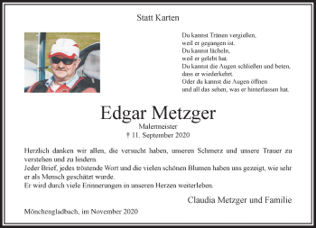 Traueranzeige von Edgar Metzger von trauer.extra-tipp-moenchengladbach.de