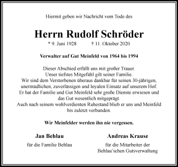 Traueranzeige von Rudolf Schröder von trauer.extra-tipp-moenchengladbach.de