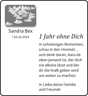 Traueranzeige von Sandra Bex von trauer.extra-tipp-moenchengladbach.de