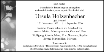 Traueranzeige von Ursula Holzenbecher von trauer.extra-tipp-moenchengladbach.de