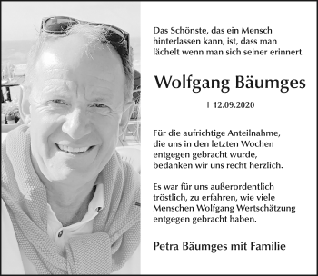 Traueranzeige von Wolfgang Bäumges von trauer.extra-tipp-moenchengladbach.de