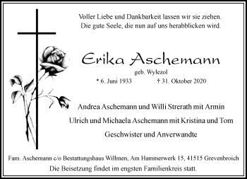 Traueranzeige von Erika Aschemann von trauer.extra-tipp-moenchengladbach.de