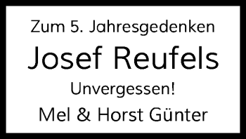Traueranzeige von Josef Reufels von trauer.wuppertaler-rundschau.de