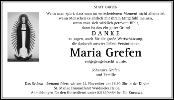 Traueranzeige von Maria Grefen von trauer.extra-tipp-moenchengladbach.de