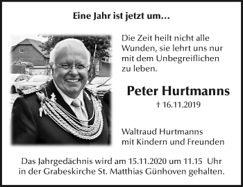 Traueranzeige von Peter Hurtmanns von trauer.extra-tipp-moenchengladbach.de