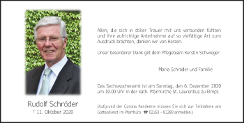 Traueranzeige von Rudolf Schröder von trauer.extra-tipp-moenchengladbach.de