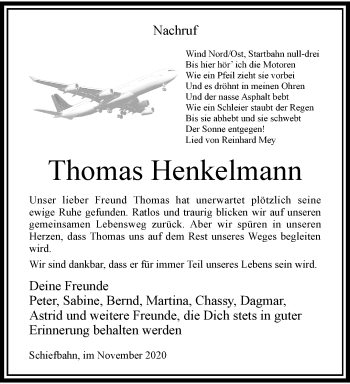 Traueranzeige von Thomas Henkelmann von trauer.extra-tipp-moenchengladbach.de