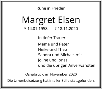 Traueranzeige von Margret Elsen von trauer.extra-tipp-moenchengladbach.de