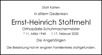 Traueranzeige von Ernst-Heinrich Stoffmehl von trauer.mein.krefeld.de