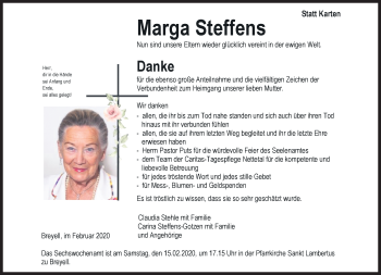 Traueranzeige von Marga Steffens von trauer.extra-tipp-moenchengladbach.de