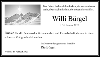 Traueranzeige von Willi Bürgel von trauer.extra-tipp-moenchengladbach.de