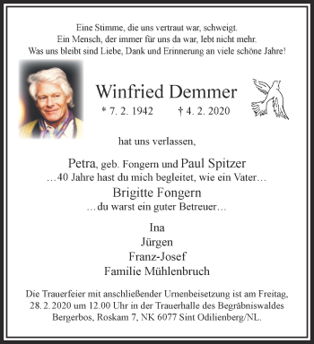 Traueranzeige von Winfried Demmer von trauer.extra-tipp-moenchengladbach.de