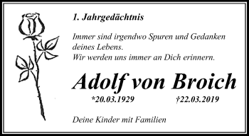 Traueranzeige von Adolf  von Broich von trauer.mein.krefeld.de