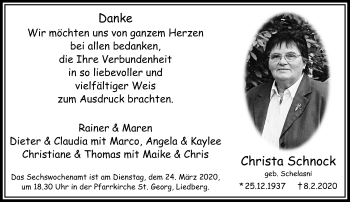Traueranzeige von Christa Schnock von trauer.extra-tipp-moenchengladbach.de