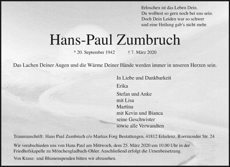  Traueranzeige für Hans-Paul Zumbruch vom 15.03.2020 aus trauer.extra-tipp-moenchengladbach.de