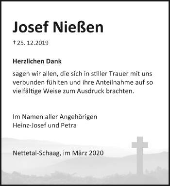 Traueranzeige von Josef Nießen von trauer.extra-tipp-moenchengladbach.de