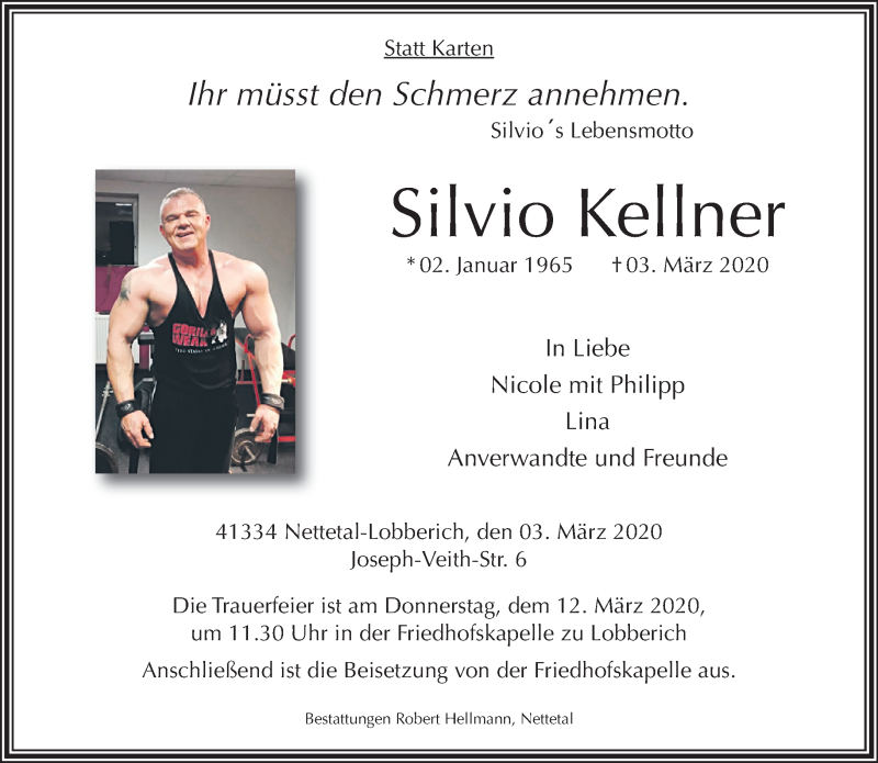  Traueranzeige für Silvio Kellner vom 08.03.2020 aus trauer.extra-tipp-moenchengladbach.de