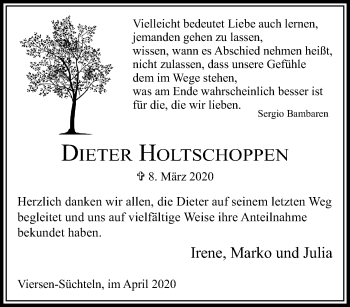 Traueranzeige von Dieter Holtschoppen von trauer.extra-tipp-moenchengladbach.de