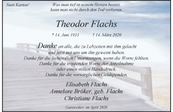 Traueranzeige von Theodor Flachs von trauer.stadt-kurier.de