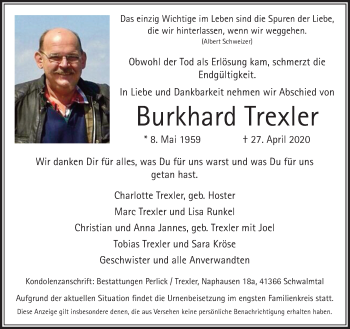 Traueranzeige von Burkhard Trexler von trauer.extra-tipp-moenchengladbach.de