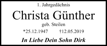 Traueranzeige von Christa Günther von trauer.mein.krefeld.de