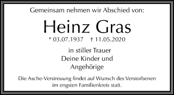 Traueranzeige von Heinz Gras von trauer.extra-tipp-moenchengladbach.de