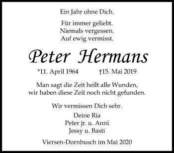 Traueranzeige von Peter Hermans von trauer.extra-tipp-moenchengladbach.de