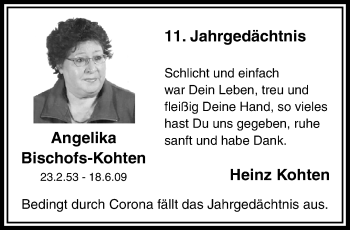 Traueranzeige von Angelika Bischofs-Kohten von trauer.extra-tipp-moenchengladbach.de