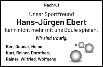 Traueranzeige von Hans-Jürgen Ebert von trauer.extra-tipp-moenchengladbach.de