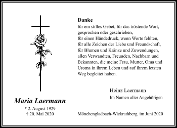 Traueranzeige von Maria Laermann von trauer.extra-tipp-moenchengladbach.de