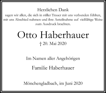 Traueranzeige von Otto Haberhauer von trauer.extra-tipp-moenchengladbach.de