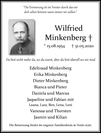 Traueranzeige von Wilfried Minkenberg von trauer.mein.krefeld.de