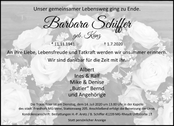 Traueranzeige von Barbara Schiffer von trauer.extra-tipp-moenchengladbach.de