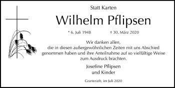 Traueranzeige von Wilhelm Pflipsen von trauer.extra-tipp-moenchengladbach.de