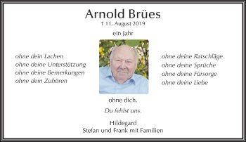 Traueranzeige von Arnold Brües von trauer.extra-tipp-moenchengladbach.de