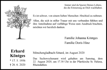 Traueranzeige von Erhard Köntges von trauer.extra-tipp-moenchengladbach.de