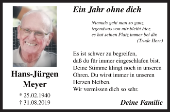 Traueranzeige von Hans-Jürgen Meyer von trauer.extra-tipp-moenchengladbach.de