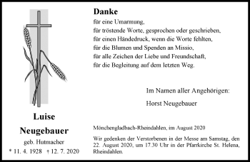 Traueranzeige von Luise Neugebauer von trauer.extra-tipp-moenchengladbach.de