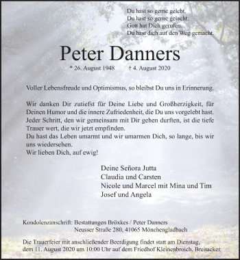 Traueranzeige von Peter Danners von trauer.extra-tipp-moenchengladbach.de